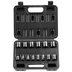 3/8" Drive Impact Socket Set, 14 Piece Shallow Socket Set Metric 7-20mm, 6 Point Cr-Mo Alloy Steel  E415-CJTTZJ1CRMO17G1EZV0
