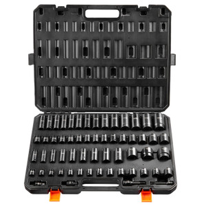 3/8" & 1/2" Drive Impact Socket Set, 59PCS Socket Set SAE 5/16" to 1-1/4" and Metric 6-32mm, 6 Poin E415-CJTTZJ1CRMO53W901V0
