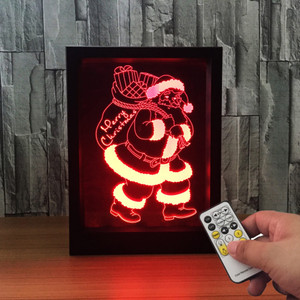 LED 3D Christmas Colorful Photo Frame Night Lights 7 Colors Change Remote Control Desk Santa Lamp C122-1214104