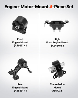  Engine Motor Mount and Transmission Mount Kit Replacement, Set of 4, Compatible with 20112016 Chry E415-FDJMDZJ4JTPNLKCVD001V0