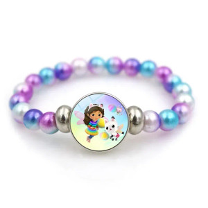 Color: black, Size: 12" - Gabby Dollhouse Bracelet Fashion Beaded Wristband Cartoon Anime Jewelry A F640-12000044590194494