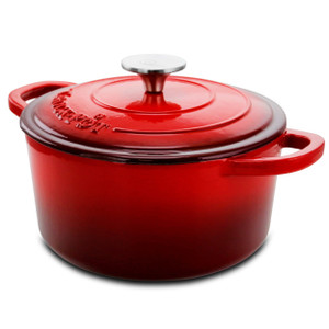 Crock-pot Artisan 3 Quart Enameled Cast Iron Casserole with Lid in Gradient Red D970-94232.02