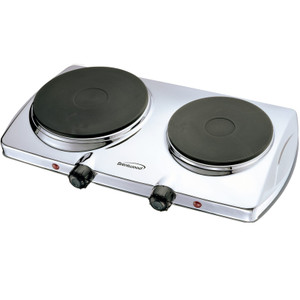Brentwood Electric 1440W Double Hotplate in Chrome D970-TS-372