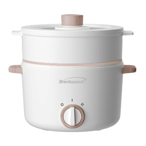 Brentwood 3 Liter Multi-Function Electric Hot Pot Cooker in White D970-HPS-3302W