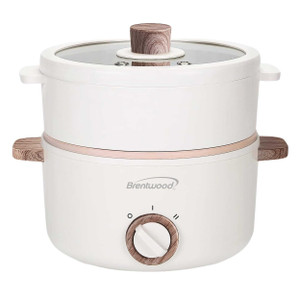 Brentwood 1.5-Liter Multi-Function Electric Hot Pot Cooker in White D970-HPS-3162W