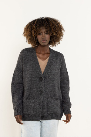 grey - Cardigan model 220855 awama U704-220855