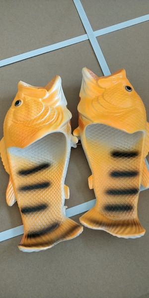 Color: Orange, Size: 30 31 - Funny Creative Personality Trend Fish-shaped Carp Salted Fish Shoes Q119-CJNS109005476XC
