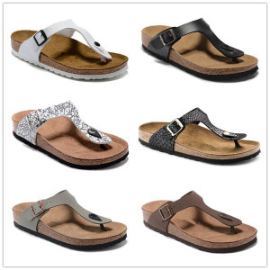 Color: Burgundy - Size: L6/M4 (Eur37=24CM) - Gizeh Paris Sliders Mens Womens Summer Cork slippers B Y829-1240511862358376468