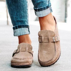 Color: Purple - Size: A37 - Designer Women's Closed Toe Mules Sandals Slipper Half Slides Round Toe Y829-1456821935173267503