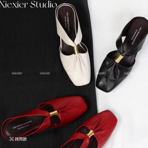 Womens French-toe Slippers With Pleated Sheepskin Lining Q119-CJYD2811583