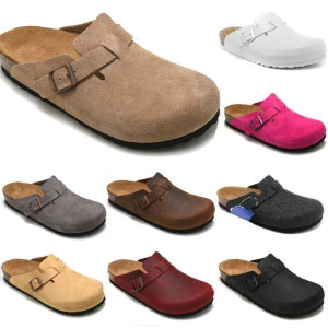 Color: Grey - Size: Women US4 (Eur 35=22.5CM) - Birks Boston new leather cork slippers clogs bag he Y829-1241929161417814135