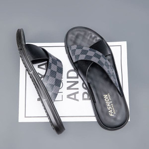 Color: Black - Size: Eur 41 - 2026 Summer New Soft Cross Grid Flat Slippers Outdoor Indoor Casual F Y829-1473439116782755846