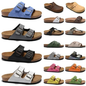 Color: 8 - Size: Eur 44 - Designer Boston Summer Cork Flat Slippers Fashion Leather Slide Favourite Y829-1116139898911698959