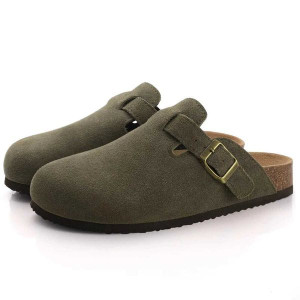 Color: Pvcapricot4 - Size: 36_Shoe Size - Crestar Suede Clogs Slippers Women Men Fashion Cork Clogs Y829-1424611203875037265