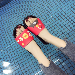 Color: 1style red, Size: 37Female - Household couple bathroom non-slip cartoon slippers Q119-CJBHNSNS19266-1style red-37Female