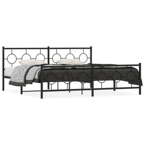 Metal Bed Frame without Mattress with Footboard Black 76"x79.9 A949-376250