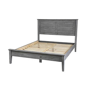 Twin Size Coastal Dorm Farmhouse Solid Pine Wood Platform Bed in Rustic Grey Q280-TWDO1832