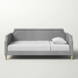Twin size Grey Polyester Fabric Upholstered Daybed with Nailhead Trim Q280-GRBUDB23185927