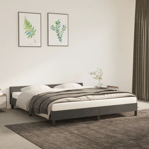 Bed Frame without Mattress Dark Gray California King Velvet A949-347613