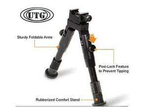 UTG Bipod, SWAT/Combat Profile,Adjustable Height, Rubberized Stand P892-PY-A-2769