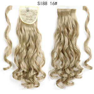 Color: #2 - LINWAN Synthetic Long Straight Wrap Around Clip In Ponytail Hair Extension Heat Reistan F640-12000034466271136