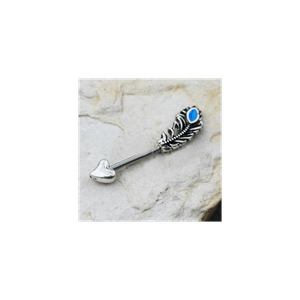 316L Stainless Steel Aqua Feather Arrow Nipple Bar T575-S0671357310