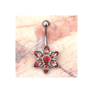 316L Stainless Steel Pink Flower Navel Ring Belly Ring T575-S0671357422