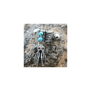 Turquoise & Feather Cartilage Cuff Earring T575-S0671347872