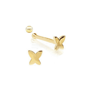 14Kt Yellow Gold Stud Nose Ring with a Butterfly T575-S0671357483