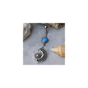316L Elegant Sun and Moon Navel Ring with Turquoise T575-S0671356276