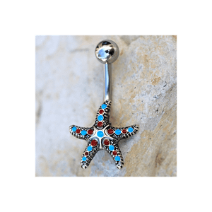 316L Stainless Steel Colorful Starfish Navel Ring T575-S0671357277