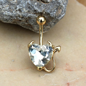 Gold Devil Heart Navel Ring T575-S0671356987