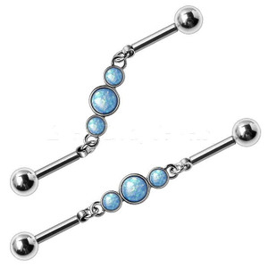 316L Stainless Steel Blue Bubble Chain Industrial Barbell T575-S0671355996