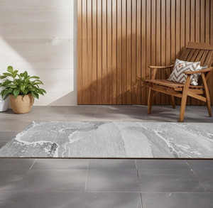 2' X 8' Gray Abstract Washable Indoor Outdoor Runner Rug N270-560257