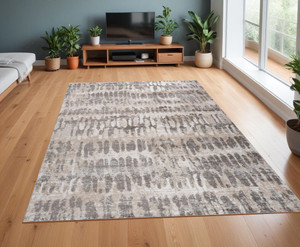 4' X 6' Beige and Brown Abstract Distressed Area Rug N270-558968