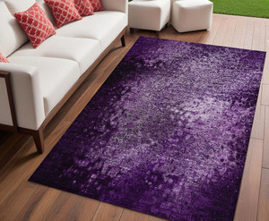 5' X 8' Purple Washable Non Skid Indoor Outdoor Area Rug N270-563515