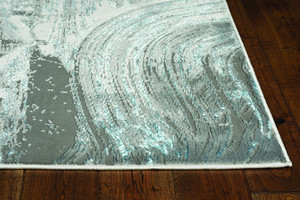 3' X 5' Silver Or Blue Abstract Brushstrokes Area Rug N270-375038