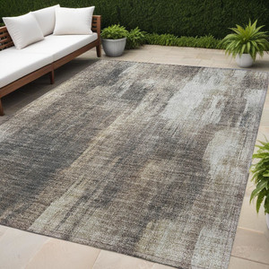 5' X 8' Taupe and Gray Abstract Washable Non Skid Indoor Outdoor Area Rug N270-563614