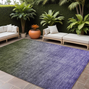 9' X 12' Olive Green and Purple Ombre Washable Non Skid Indoor Outdoor Area Rug N270-563725
