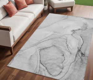 5' X 8' Gray Abstract Washable Non Skid Indoor Outdoor Area Rug N270-559374