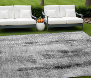8' X 10' Gray Washable Non Skid Indoor Outdoor Area Rug N270-561657