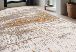5' X 7' Gray and Gold Abstract Non Skid Area Rug N270-548389