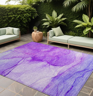 8' X 10' Purple Abstract Washable Non Skid Indoor Outdoor Area Rug N270-559772