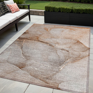 5' X 8' Taupe Abstract Washable Non Skid Indoor Outdoor Area Rug N270-559833