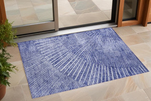 3' X 5' Navy Blue Abstract Washable Non Skid Indoor Outdoor Area Rug N270-561978