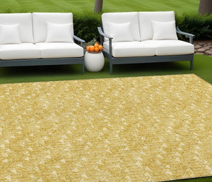 9' X 12' Gold Geometric Washable Non Skid Indoor Outdoor Area Rug N270-560080