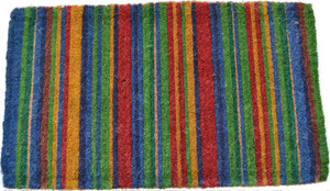 18" X 47" Blue and Green Coir Striped Outdoor Door Mat N270-573918