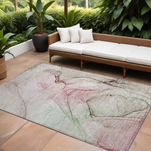 9' X 12' Gray and Pink Abstract Washable Non Skid Indoor Outdoor Area Rug N270-559368