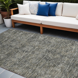 9' X 12' Brown and Black Oriental Washable Non Skid Indoor Outdoor Area Rug N270-563824