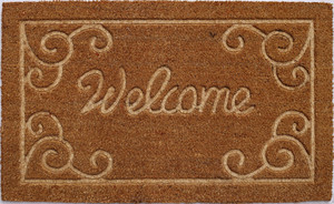 18" X 30" Beige and White Coir Vines Welcome Outdoor Door Mat N270-572259